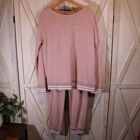Felina Women's 2 Piece Sleep French Terry Crew Neck and Jogger Pant Set Size M - Picture 1 of 14